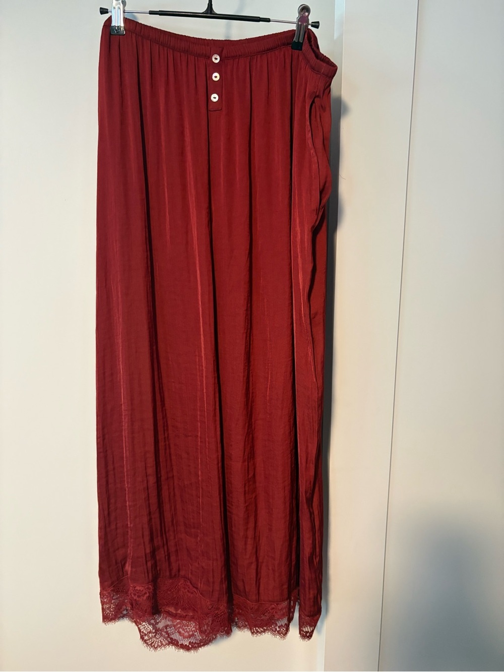Soma Wide-Leg Lace Hem Pants with lace in Burgundy festival goth fairy casual - Picture 5 of 6